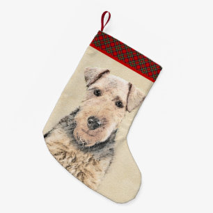 Welsh Terrier-målning - Cute Original Hund Art Liten Julstrumpa