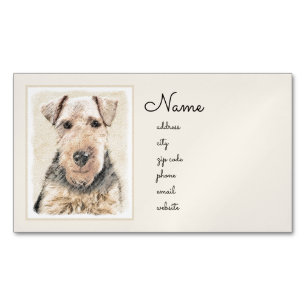 Welsh Terrier-målning - Cute Original Hund Art Magnetiska Visitkort