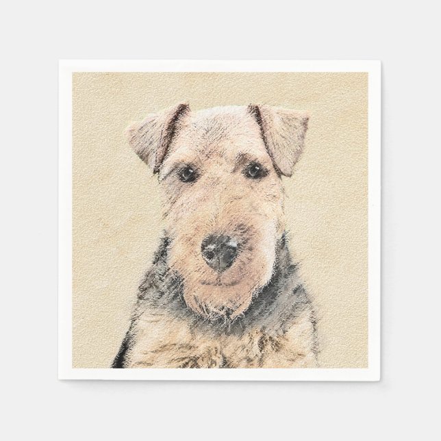 Welsh Terrier-målning - Cute Original Hund Art Pappersservett (Framsidan)