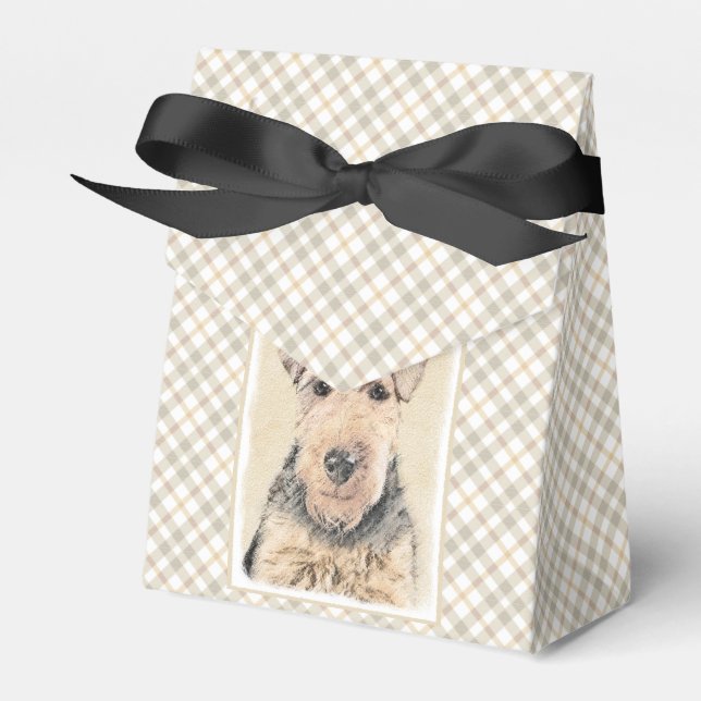Welsh Terrier-målning - Cute Original Hund Art Presentaskar (Framsidan Sidan)