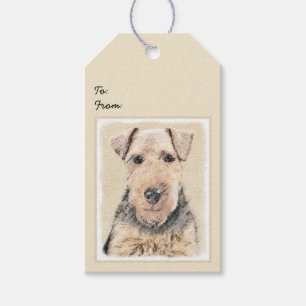 Welsh Terrier-målning - Cute Original Hund Art Presentetikett