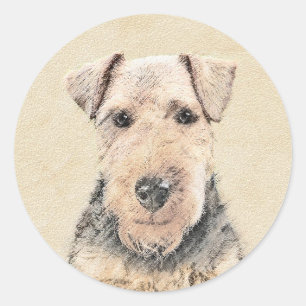 Welsh Terrier-målning - Cute Original Hund Art Runt Klistermärke