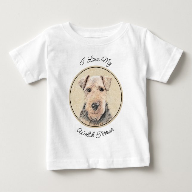 Welsh Terrier-målning - Cute Original Hund Art T Shirt (Framsida)
