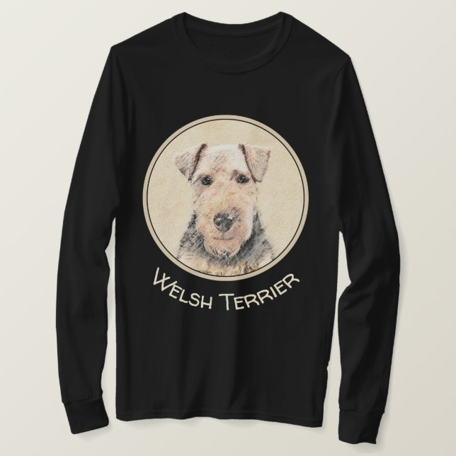 Welsh Terrier-målning - Cute Original Hund Art T Shirt (Design framsida)
