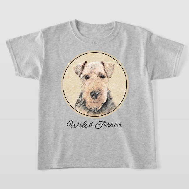 Welsh Terrier-målning - Cute Original Hund Art T Shirt (Laydown)