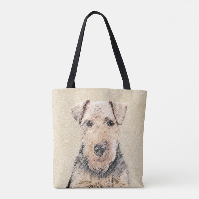 Welsh Terrier-målning - Cute Original Hund Art Tygkasse (Baksida)