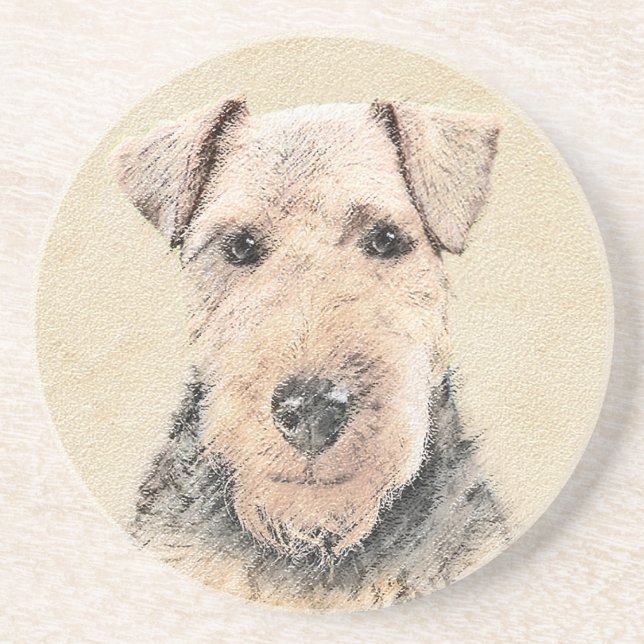 Welsh Terrier-målning - Cute Original Hund Art Underlägg (Framsidan)