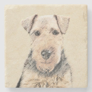 Welsh Terrier-målning - Cute Original Hund Art Underlägg Sten