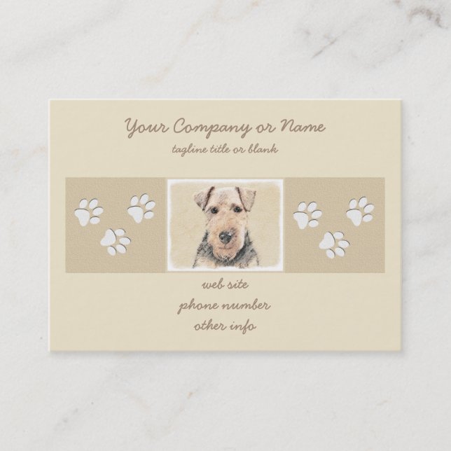 Welsh Terrier-målning - Cute Original Hund Art Visitkort (Framsida)