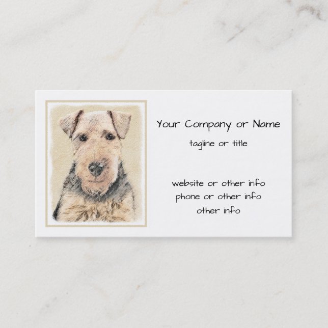 Welsh Terrier-målning - Cute Original Hund Art Visitkort (Framsida)