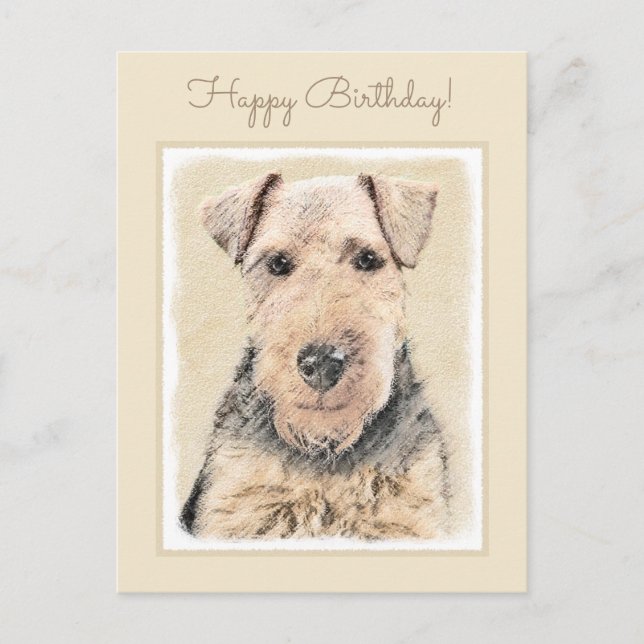 Welsh Terrier-målning - Cute Original Hund Art Vykort (Framsida)
