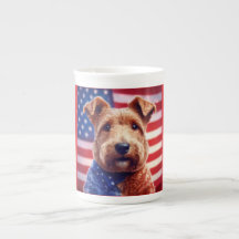 Welsh Terrier med American Flagga och Bandana