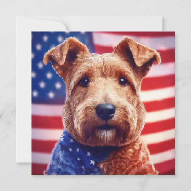 Welsh Terrier med American Flagga och Bandana Inbjudningar (Framsida)