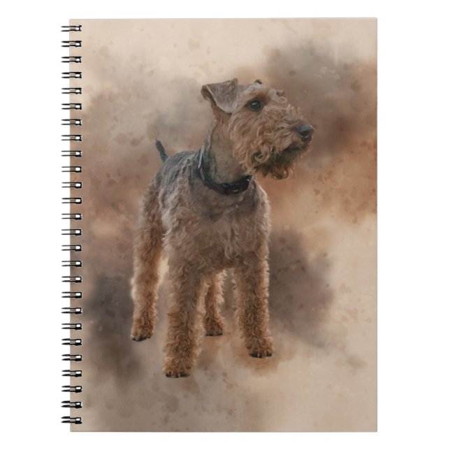 Welsh Terrier på en Mottled Brown Background Anteckningsbok (Framsidan)