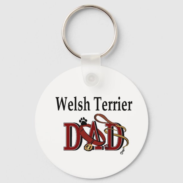 Welsh Terrier Pappa Gifts Nyckelring (Framsida)