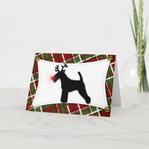 Welsh Terrier Reindeer julkort Helgkort