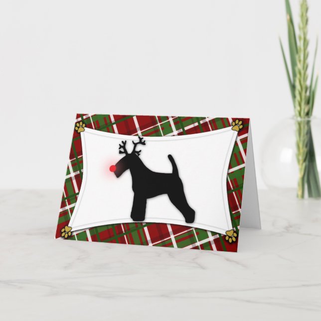 Welsh Terrier Reindeer julkort Helgkort (Framsida)