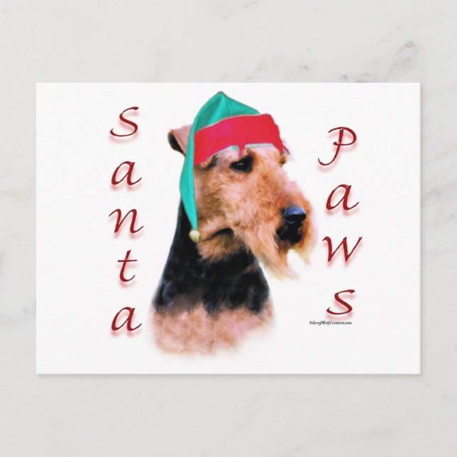Welsh Terrier Santa Tassar Helg Vykort (Framsida)