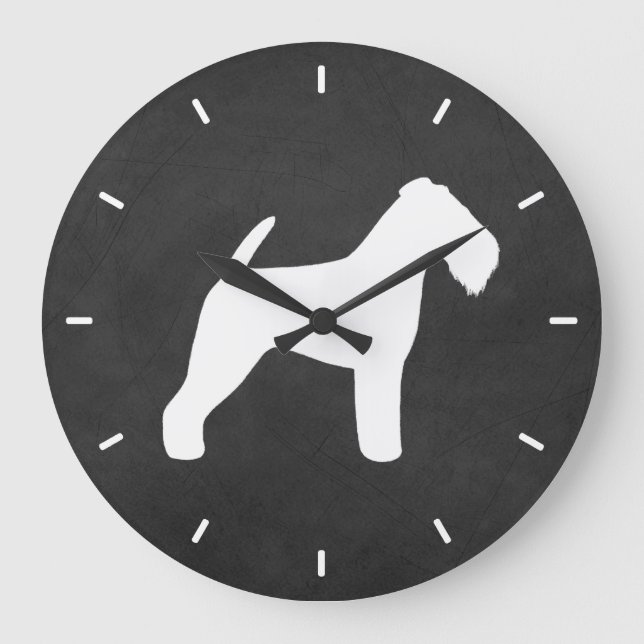 Welsh Terrier Silhouette Stor Klocka (Framsida)