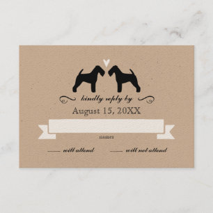 Welsh Terrier Silhouettes Bröllop OSA Reply Kort