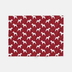 Welsh Terrier Silhouettes Mönster Red and White Fleecefilt