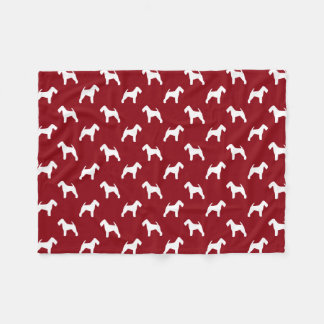 Welsh Terrier Silhouettes Mönster Red and White Fleecefilt