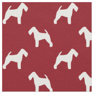 Welsh Terrier Siluetter Hundar Röd och Vit Tyg