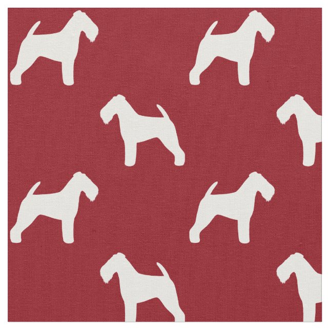 Welsh Terrier Siluetter Hundar Röd och Vit Tyg (Närbild)