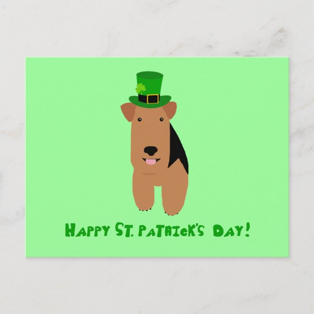 Welsh Terrier St. Patrick's Day Postcard Vykort (Framsida)