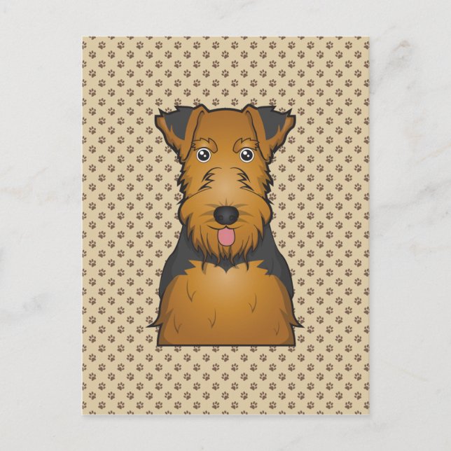 Welsh Terrier Tecknad Vykort (Framsida)