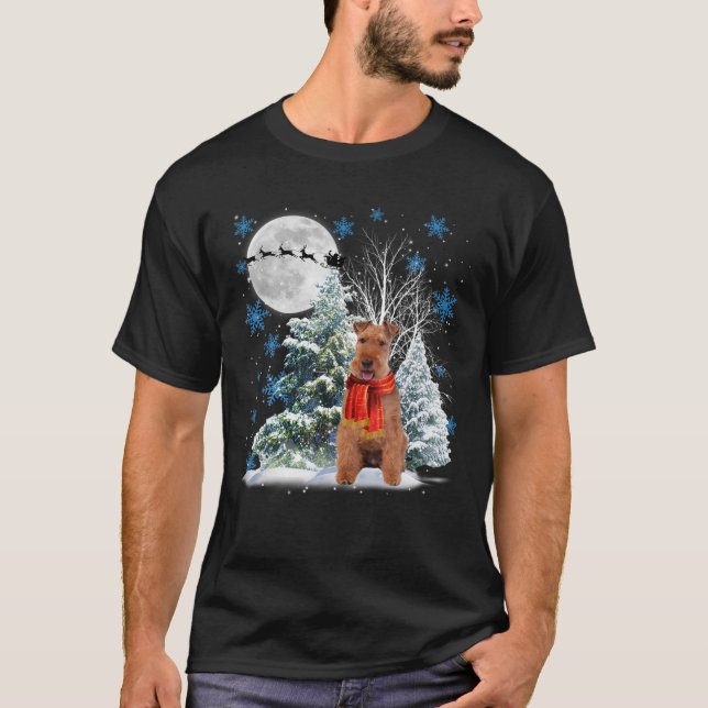 Welsh Terrier under Moonlight Snö jul Pajam T Shirt (Framsida)