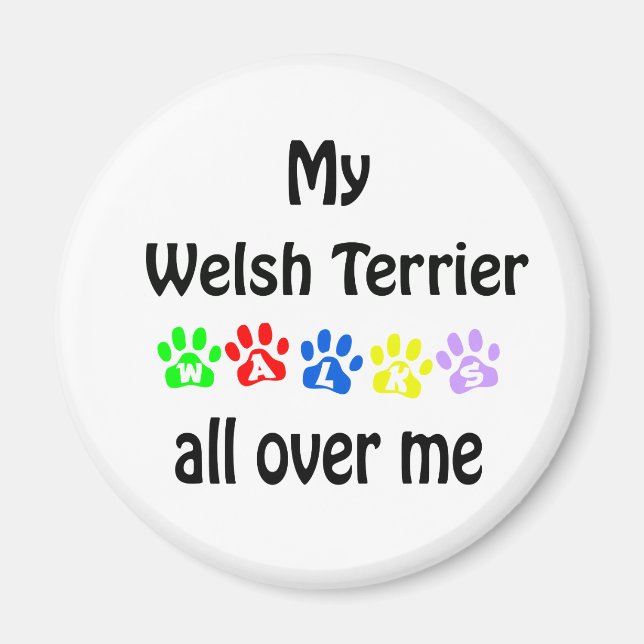 Welsh Terrier Walks Design Magnet (Framsidan)