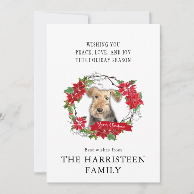 Welsh Terrier Watercolor jul Wandeans Julkort (Framsida)