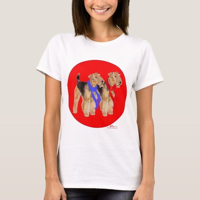 Welsh Terriers i varma halsdukar T Shirt (Framsida)