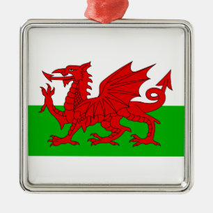 Welsh/Wales Flagga - Cymru High Quality Image Julgransprydnad Metall
