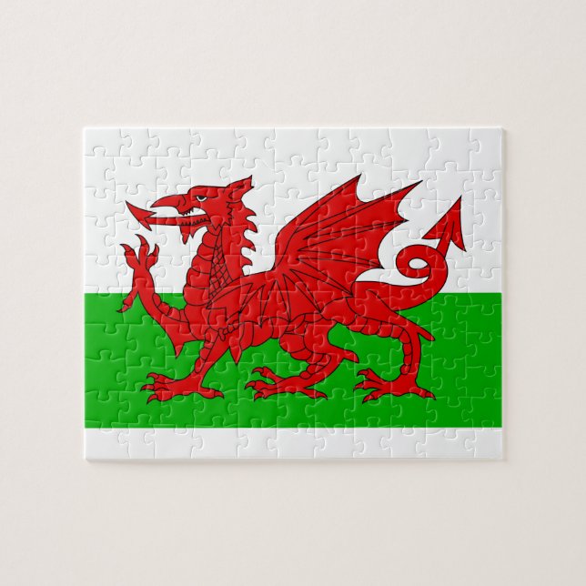 Welsh/Wales Flagga - Cymru High Quality Image Pussel (Horisontell)