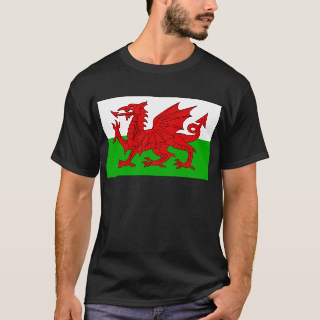 Welsh/Wales Flagga - Cymru High Quality Image T Shirt (Framsida)