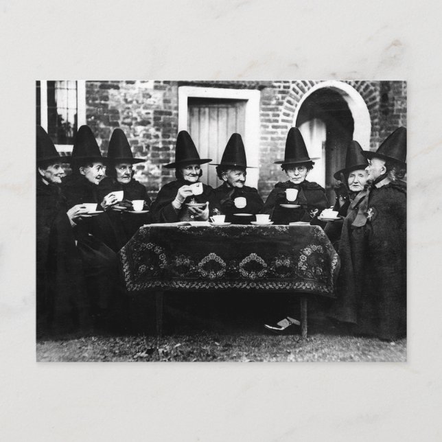 Welsh Witches with Tea Crone Teatime Helg Vykort (Framsida)
