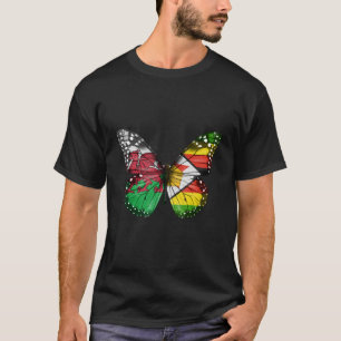 Welsh Zimbabwe Flagga Butterfly T Shirt