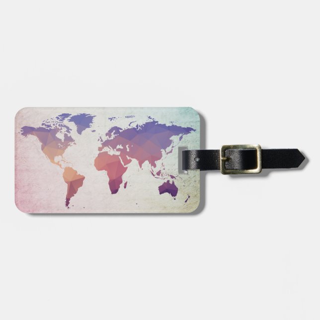 Weltkarte | Bunte Polygone Bagagebricka (Horisontell Framsida)