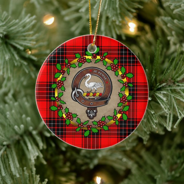 Wemyss Klan Badge & Tartan Personlig jul Julgransprydnad Keramik (Träd)
