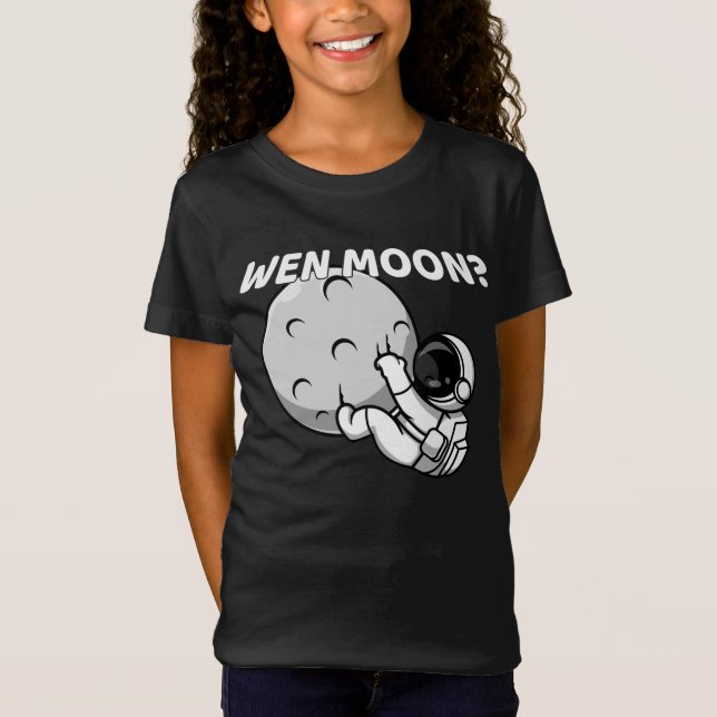 Wen Måne? - Funny Crypto Astronaut Meme T Shirt (Framsida)