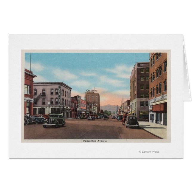 Wenatchee, WAStreet View of Wenatchee Ave. Hälsningskort (Framsidan Horizontal)