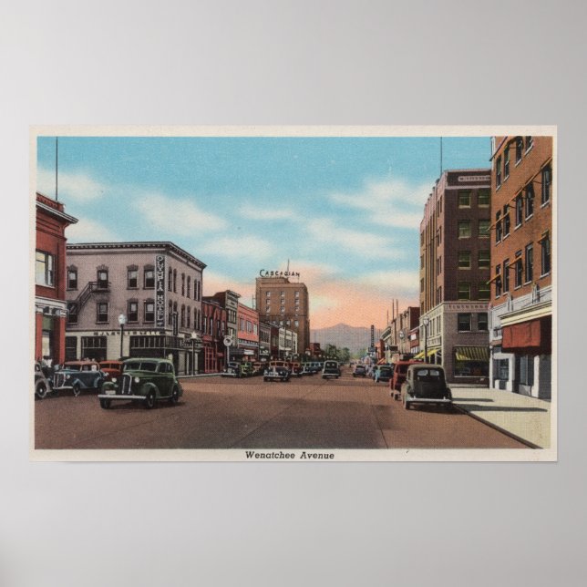 Wenatchee, WAStreet View of Wenatchee Ave. Poster (Framsidan)