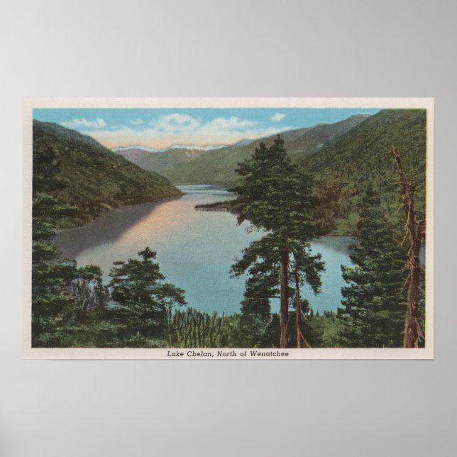 Wenatchee, WAView of Sjö Chelan Poster (Framsidan)
