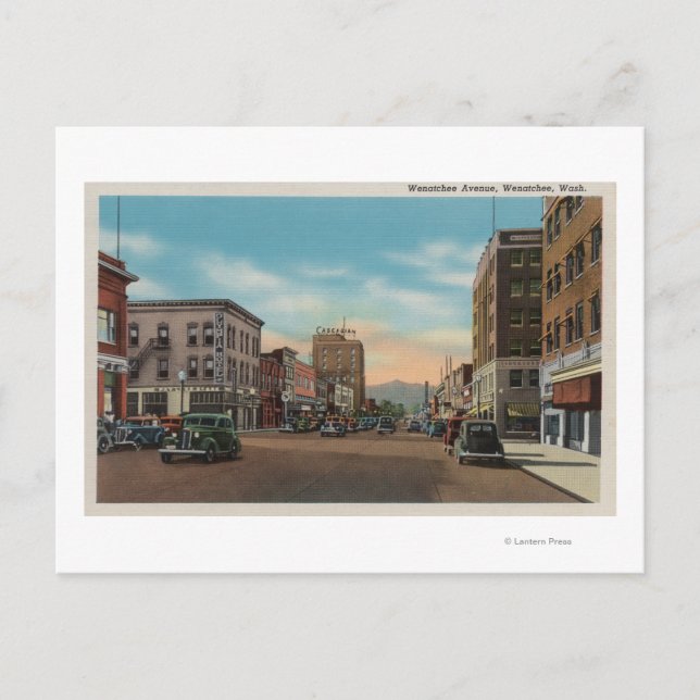 Wenatchee, WAView of Wenatchee Ave. Vykort (Framsida)
