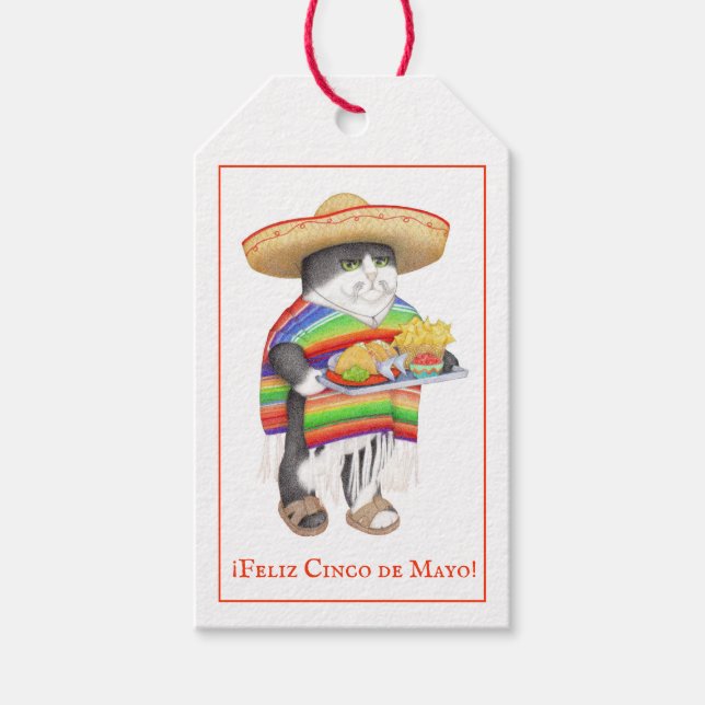 WENDELITO CAT Cinco de Mayo presentkortsmärken Presentetikett (Framsidan)