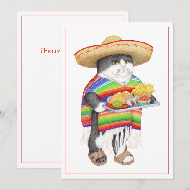WENDELITO CAT Spansk födelsedagskort Kort (Fram/baksida)