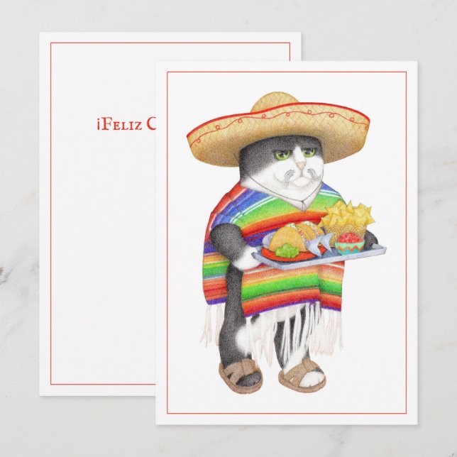 WENDELITO CAT Spansk födelsedagsnotis Kort (Fram/baksida)