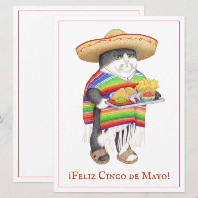 WENDELITO Cinco de Mayo 6.5x8.75-platta kort (Fram/baksida)